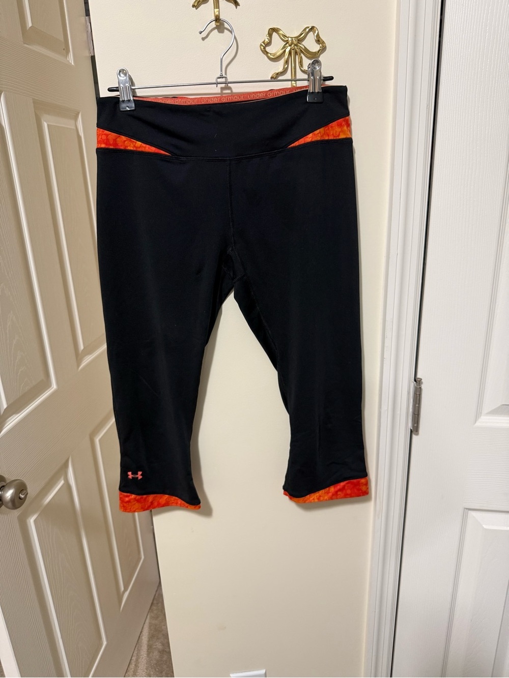 Under Armour Black Capri Leggings with Orange Trim